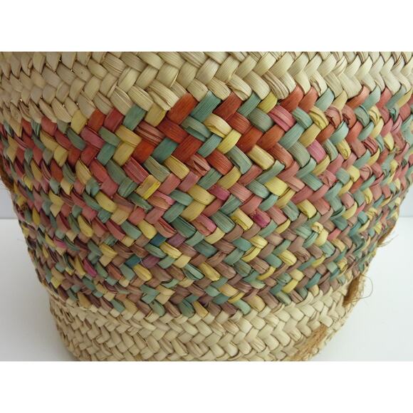 Vintage Open Basket 11" Tall Rustic Boho Farmhouse Decor - Picture 2 of 5